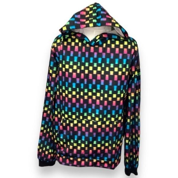 Totally Pink Women’s Holo Check Pullover Hoodie, Black, size XL - Picture 1 of 6